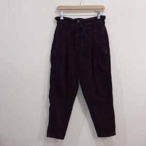 Free People Margate Corduroy Paperbag Pants Panther Rose Purple, Size XS